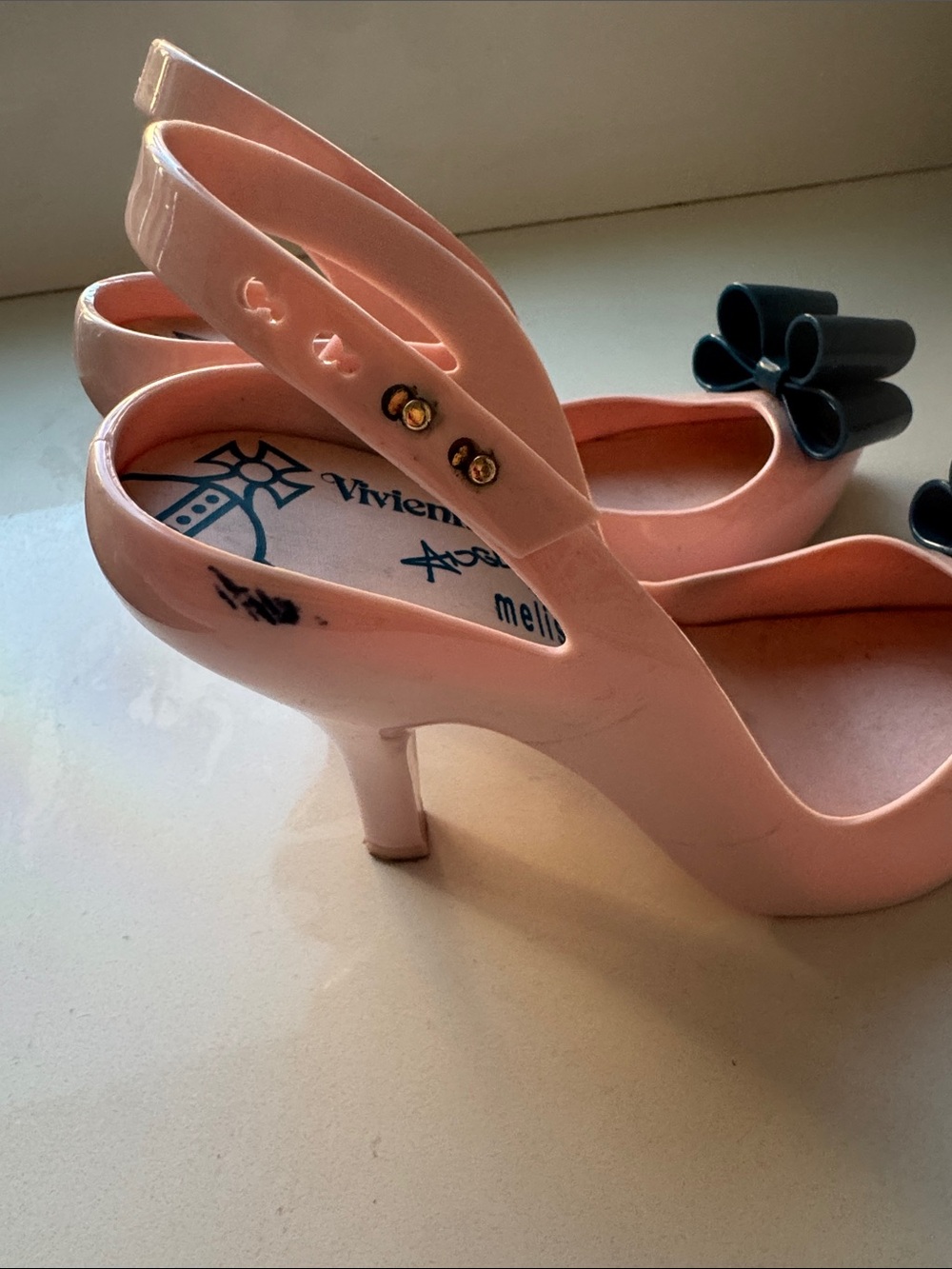Vivienne Westwood anglomania Pink Slingback Heels with Teal Bow classic see pic - Picture 3 of 9